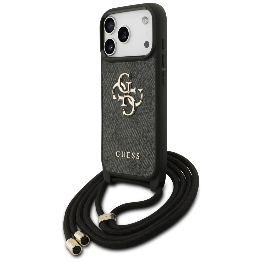 (130cm) iPhone 17 Pro Necklace Hardcase Hülle Crossbody 4G Big Logo Cord Strap   Handykette (GUHCP17LP4GMGCRK) - Schwarz