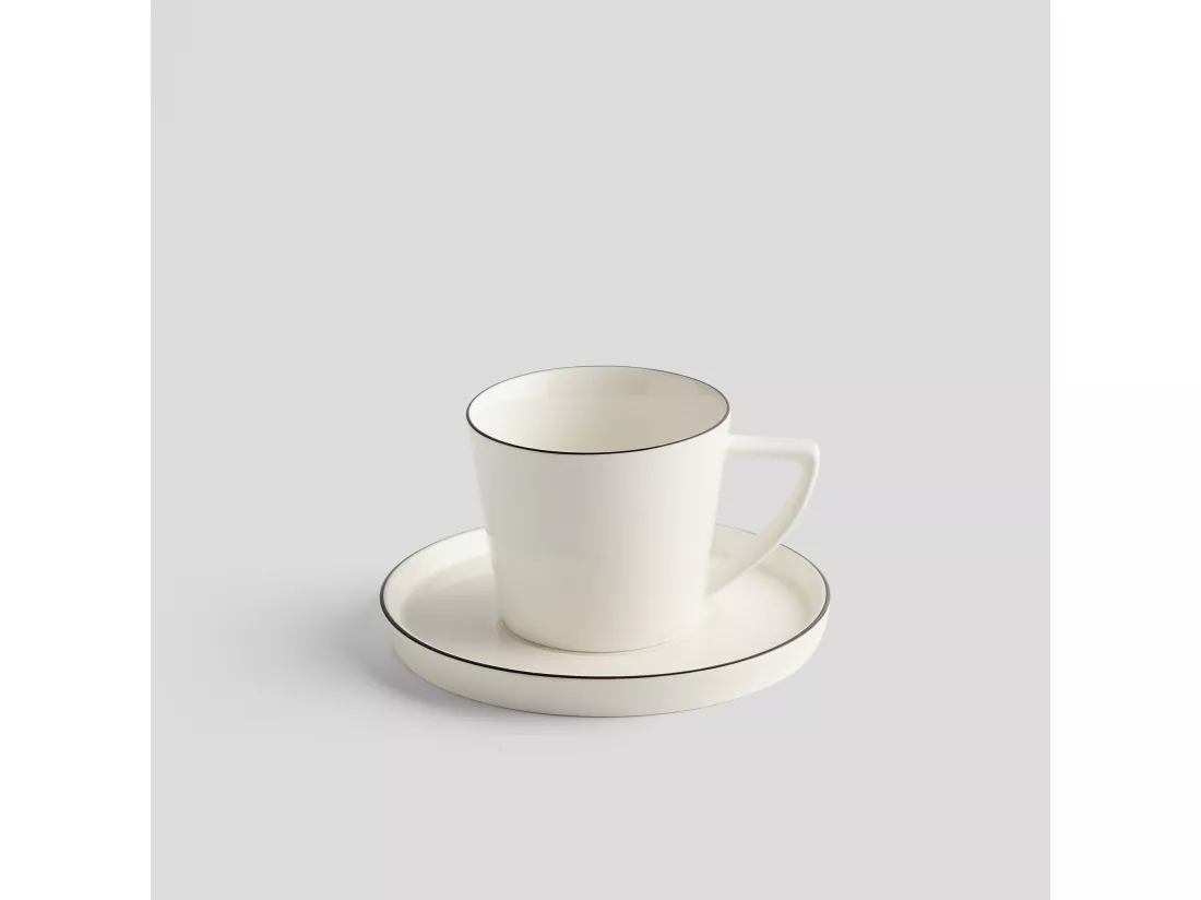 Tasse Avec Soucoupe Rimo Noir Moyen 8.3 x 14.8