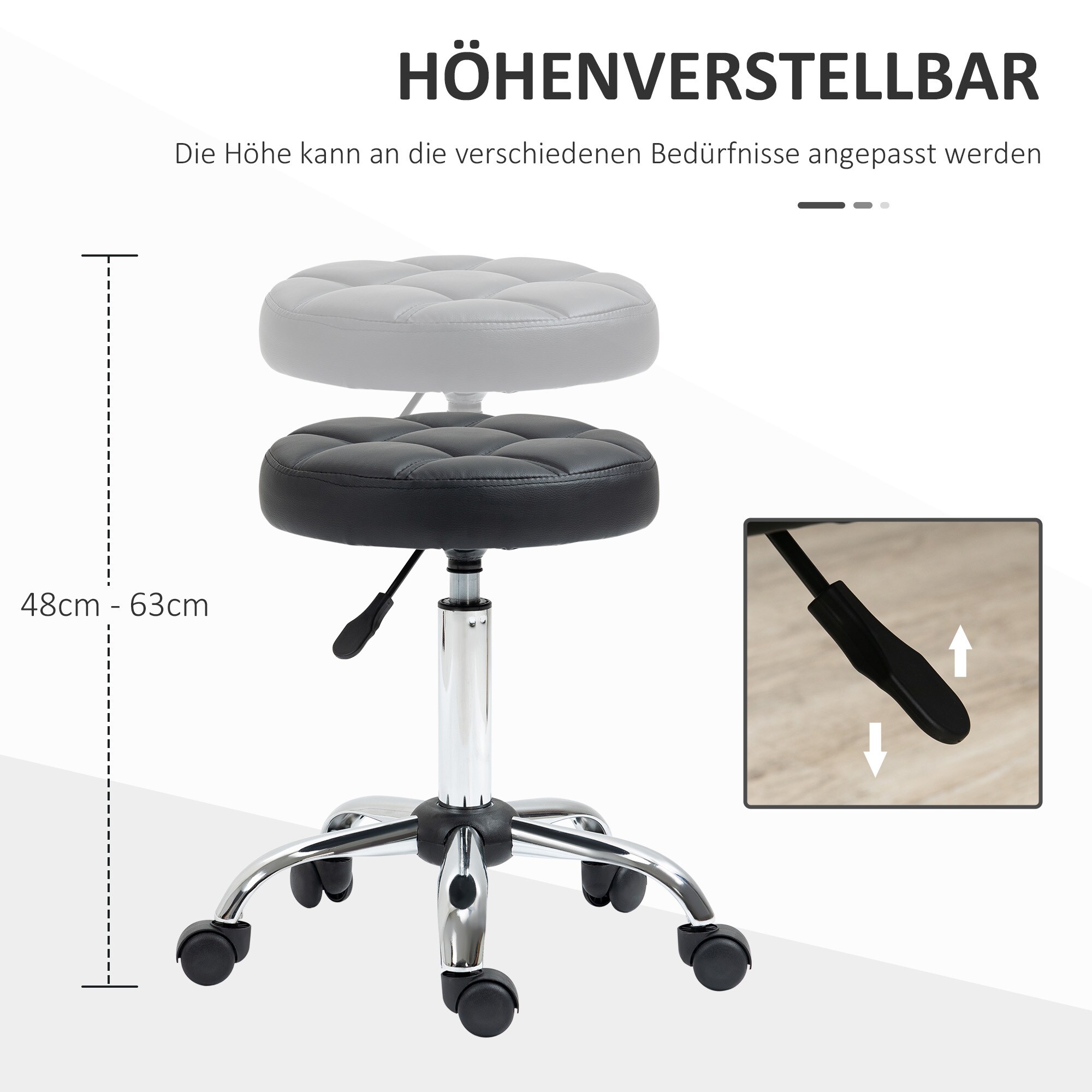 HOMCOM Rollhocker im 2er-Set schwarz Ø35,5 x 63H cm