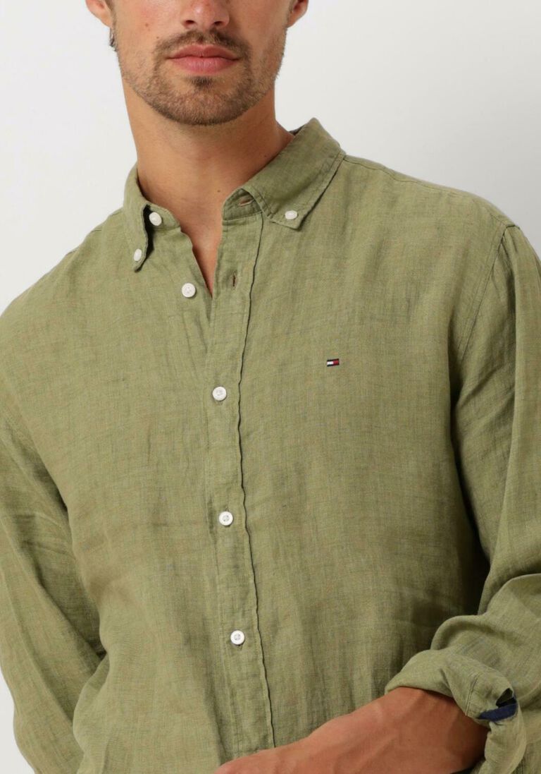 TOMMY HILFIGER olijf tommy hilfiger casual overhemd pigment dyed li solid rf shirt