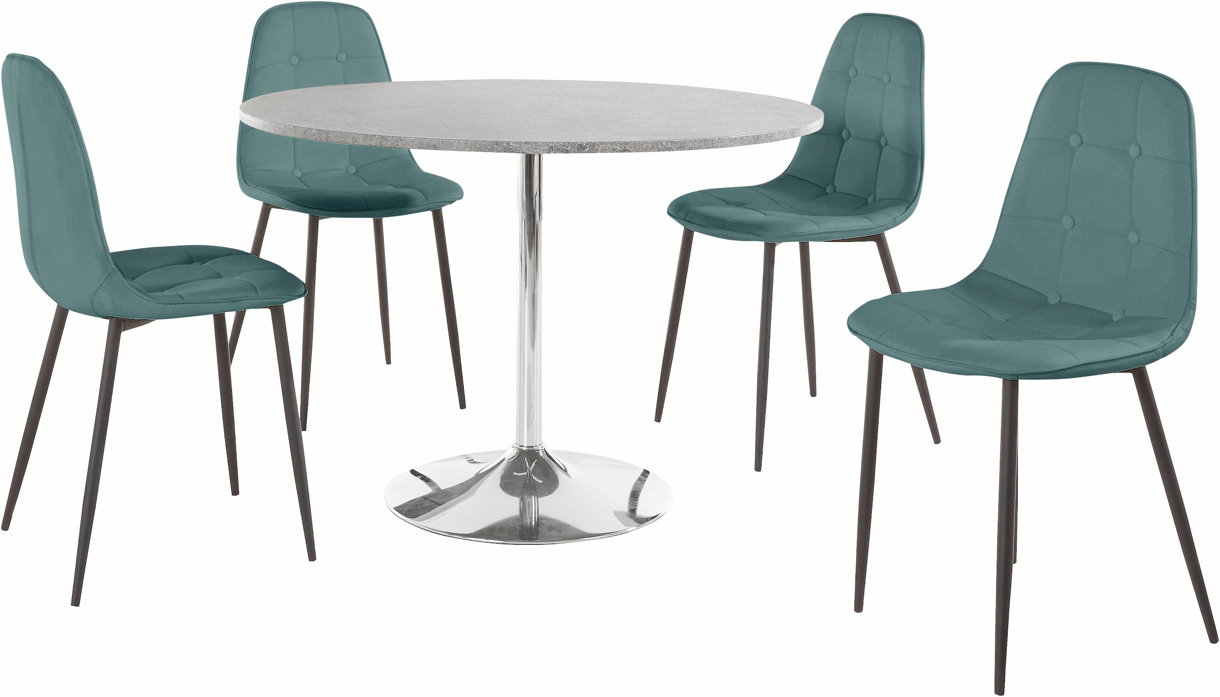 INOSIGN Essgruppe Set, 5 Stk. tlg. mit rundem Tisch im Zement-Optik