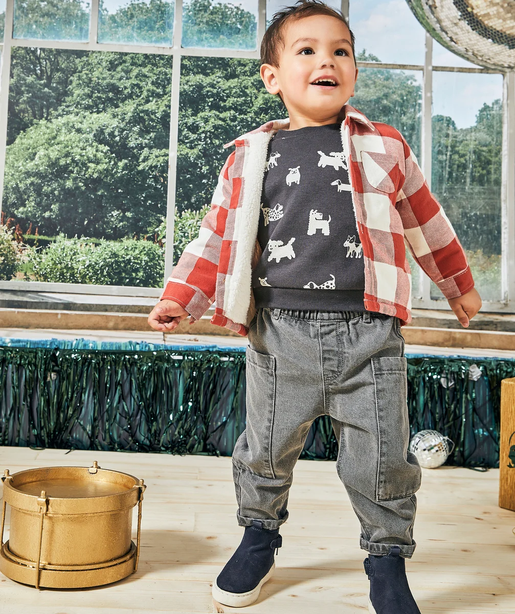 PANTALON RELAX BÉBÉ GARÇON LOW IMPACT GRIS AVEC POCHES