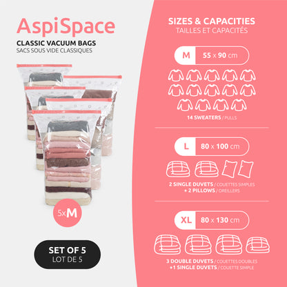 Lot de 5 sacs sous vide AspiSpace