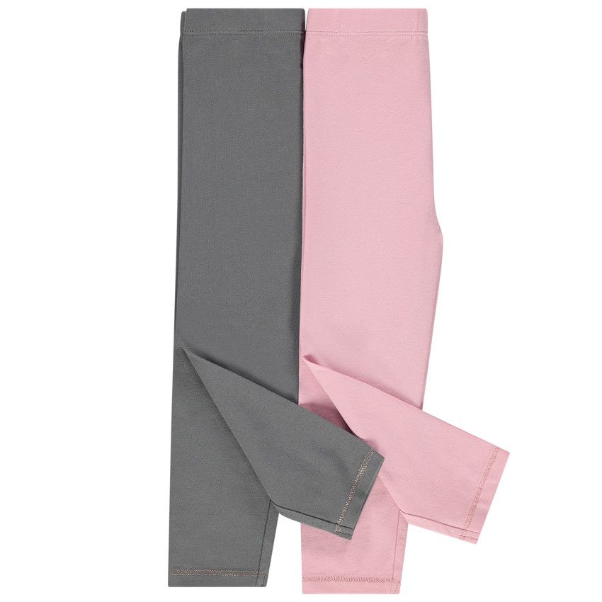 Lot de 2 leggings unis en coton bio - Rose