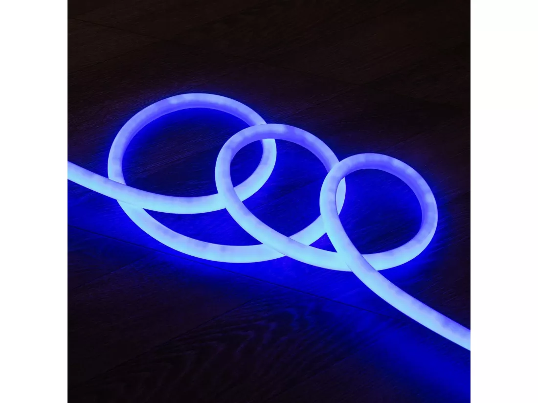 Néon LED Flexible 360º Rond Dimmable 120LED/m 220V AC Bleue IP67 sur Mesure Coupe tous les 100cm 20 m
