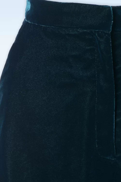 King Louie Peppa Gamine Velvet pantalon in pond blauw