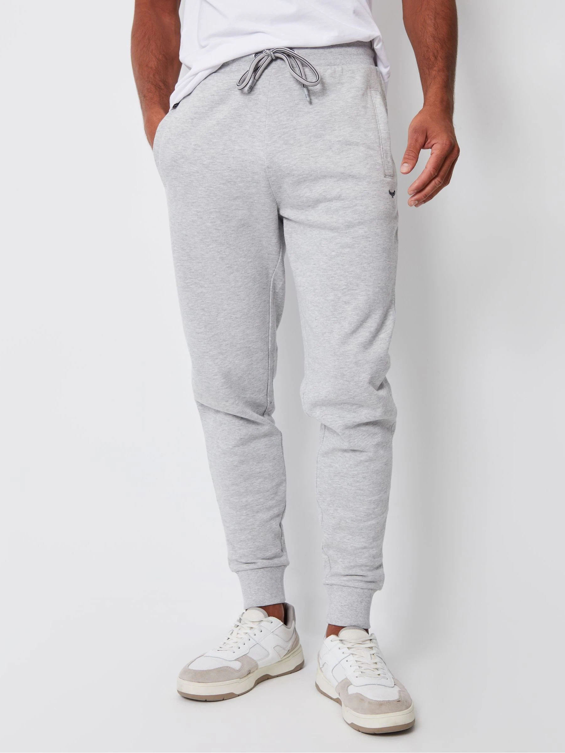 Lichtgrijs - Threadbare - Katoenen Blend joggingbroek