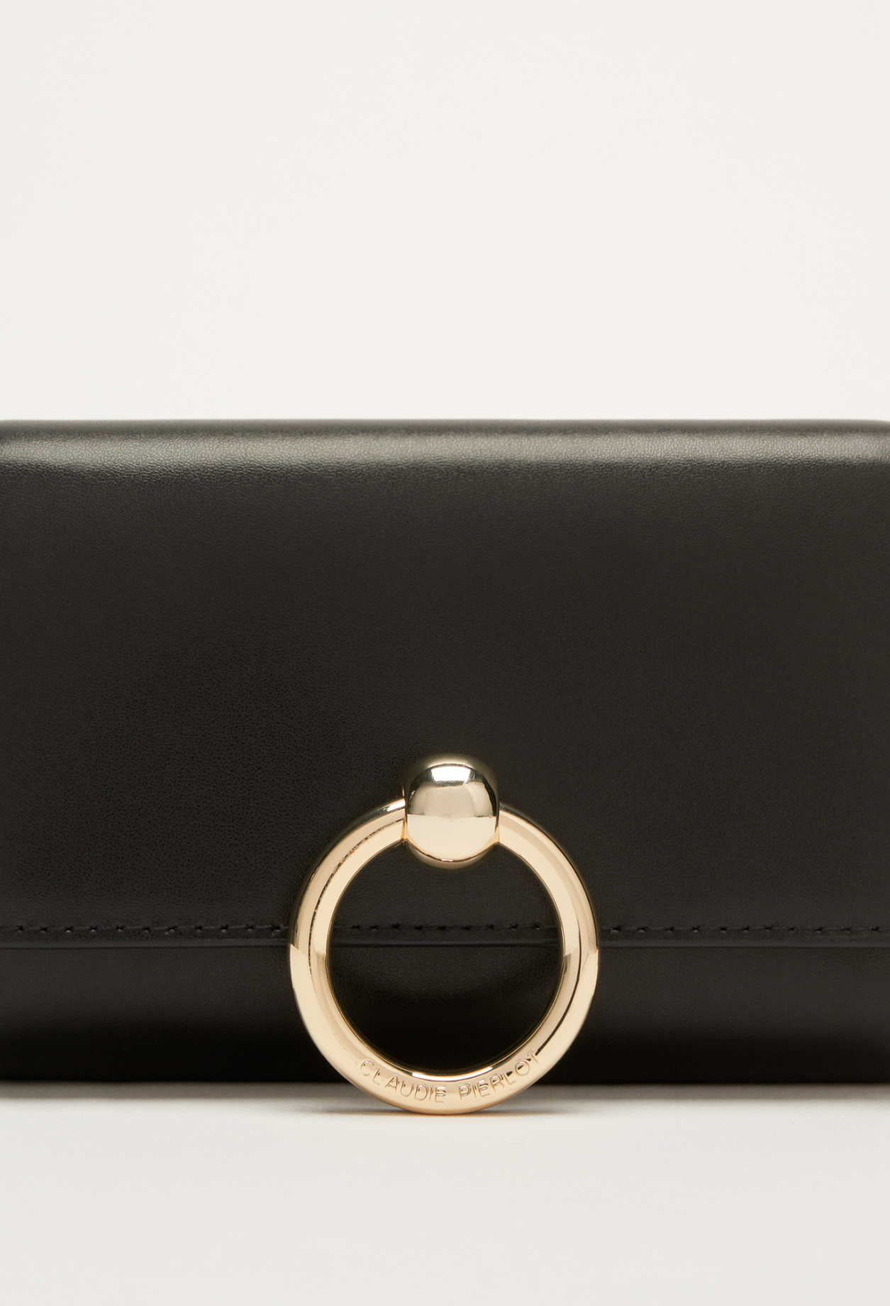 Porte-monnaie boucle cuir noir