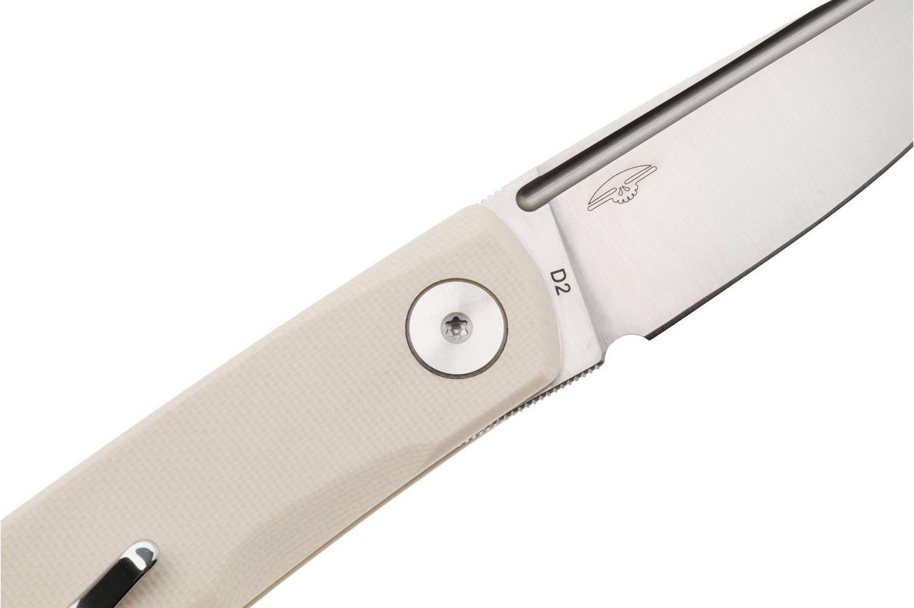 Real Steel Luna Phantom Flipper Double Detent 7008IS Satin D2, Ivory G10, zakmes