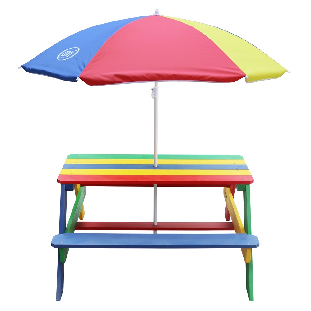 Axi nick table pique nique avec parasol multicouleur