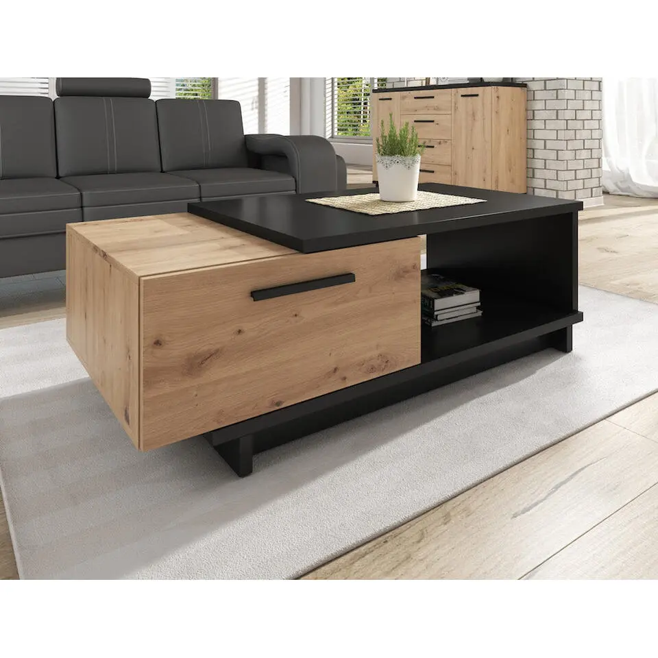 Meubella - Salontafel Incala - Eiken - Zwart - 120 cm