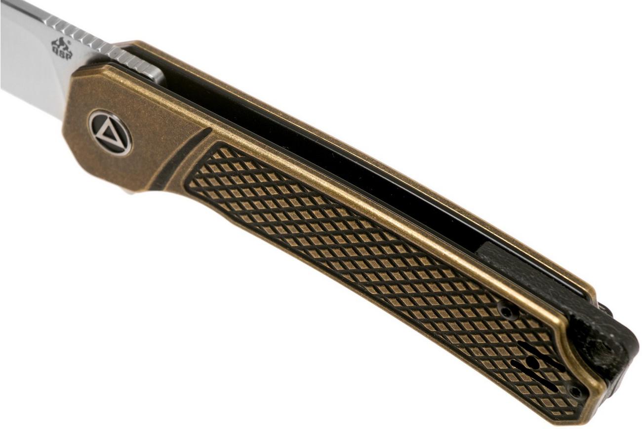 QSP Knife Osprey QS139-D1 Textured Brass, Satin, zakmes
