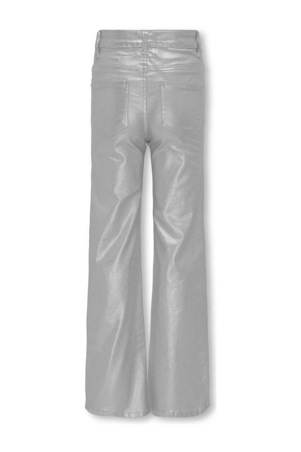 ONLY coated wide leg broek KOGJUICY zilver metallic