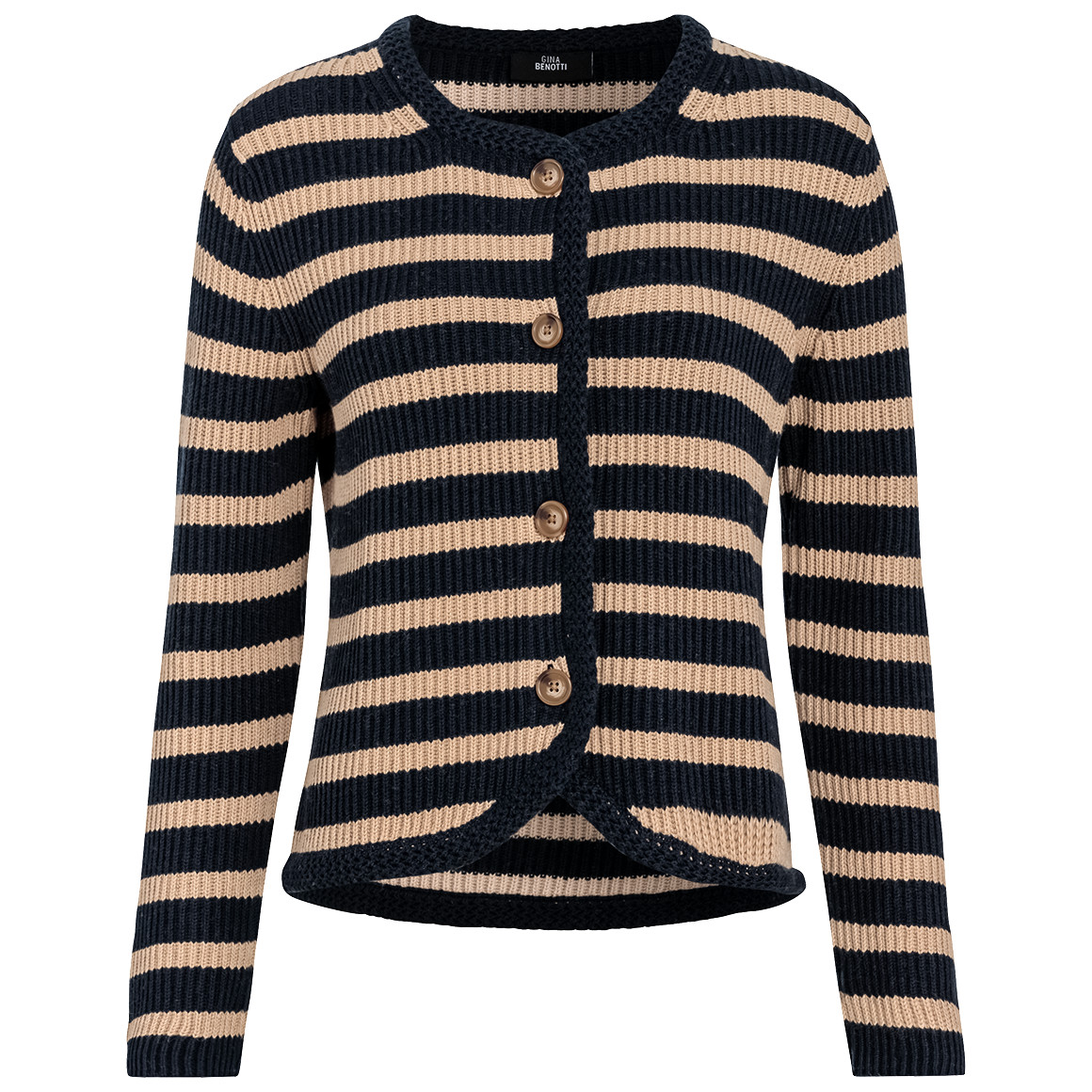 Gina Benotti Damen Strickjacke mit Woll-Anteil dunkelblau / beige