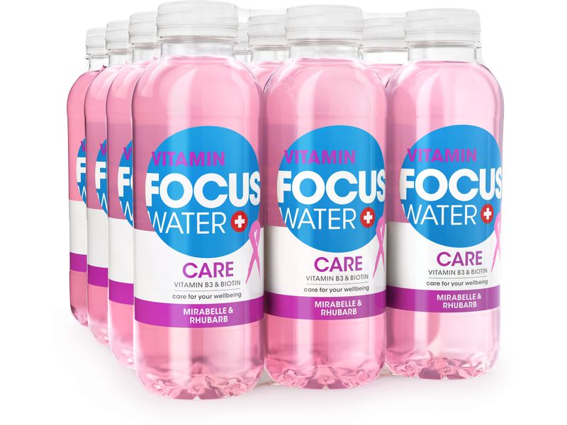 FOCUS WATER Care Mirabelle & Rhabarber 12 x 0.5 l Schweizer Vitaminwasser