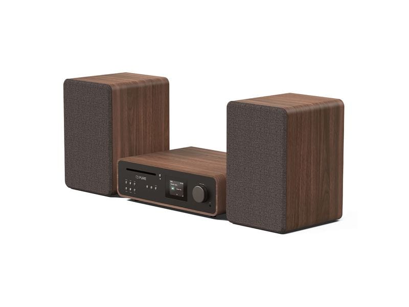 Pure Micro-HiFi Anlage Classic Stereo Schwarz/Walnuss Kräftige Stereo-Anlage mit 2 Lautsprechern