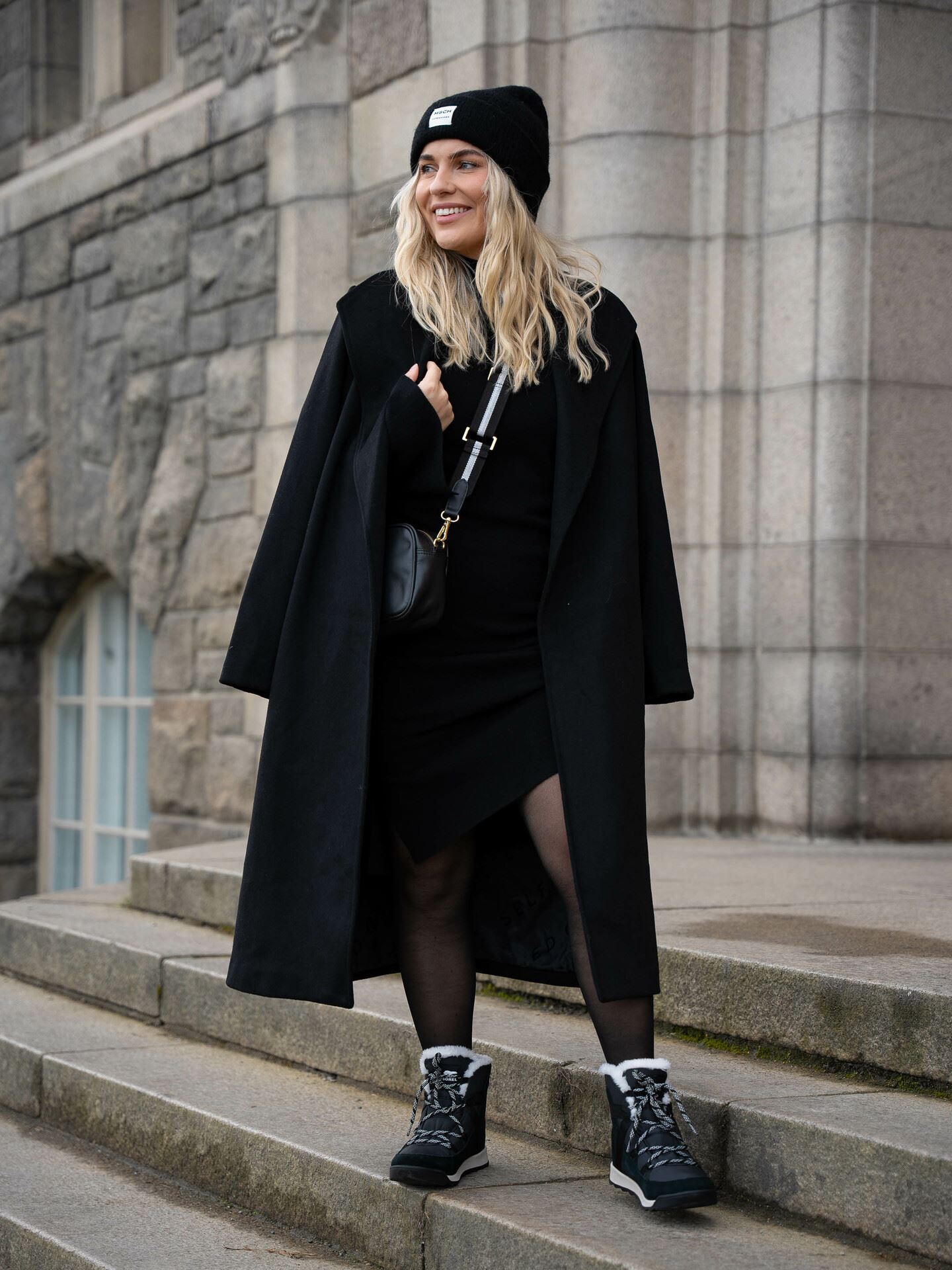 Emilie Long Sleeve High Neck Knit Dress