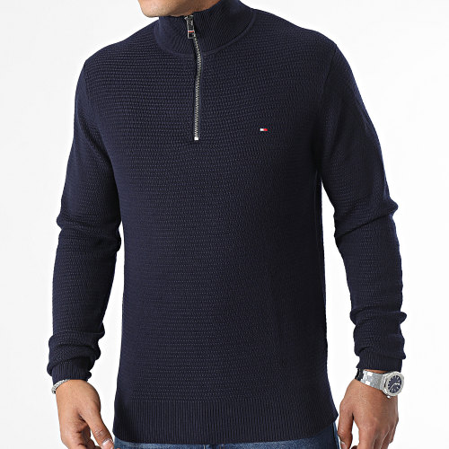 Pull Col Zippé Structure 1582 Bleu Marine