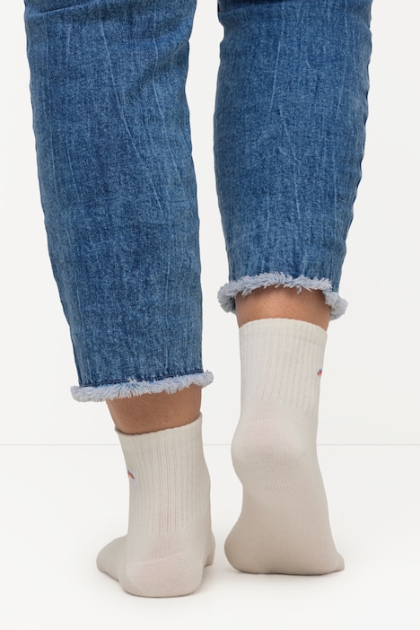 Kurzschaft-Socken, Regenbogen-Stickerei