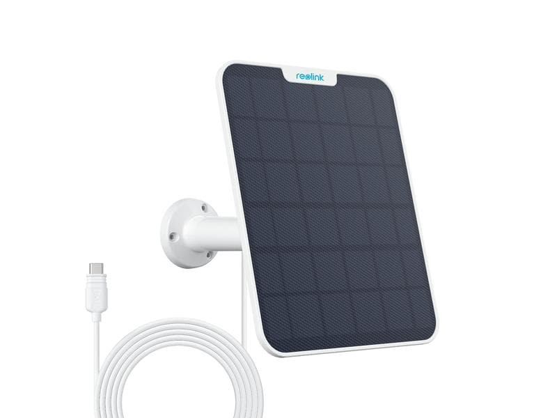Reolink Zubehör Solarpanel 2 mit USB-C Anschluss Für alle Reolink Kameras mit Batterien sowie Micro-USB oder USB-C Anschluss, mit Zubehörteilen für die Montage – Weiss