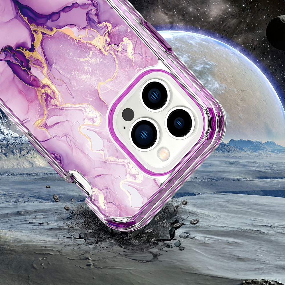 iPhone 15 Pro Max Hybrid Hülle TPU Bumper mit Acryl Rückseite im Marble Marmor Design - Style 2