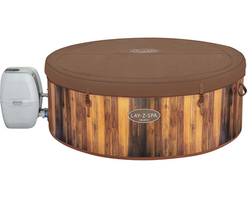 Bestway® LAY-Z-SPA® Helsinki AirJet™ opblaasbare hottub met 180 luchtjets, multifunctionele pomp, geïntegreerde verwarmingsfunctie en afsluitbare thermische afdekking, bruin
