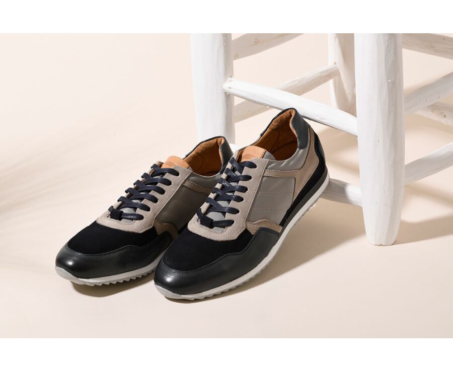 Sneakers homme cuir Navy et Beige - CORUNNA