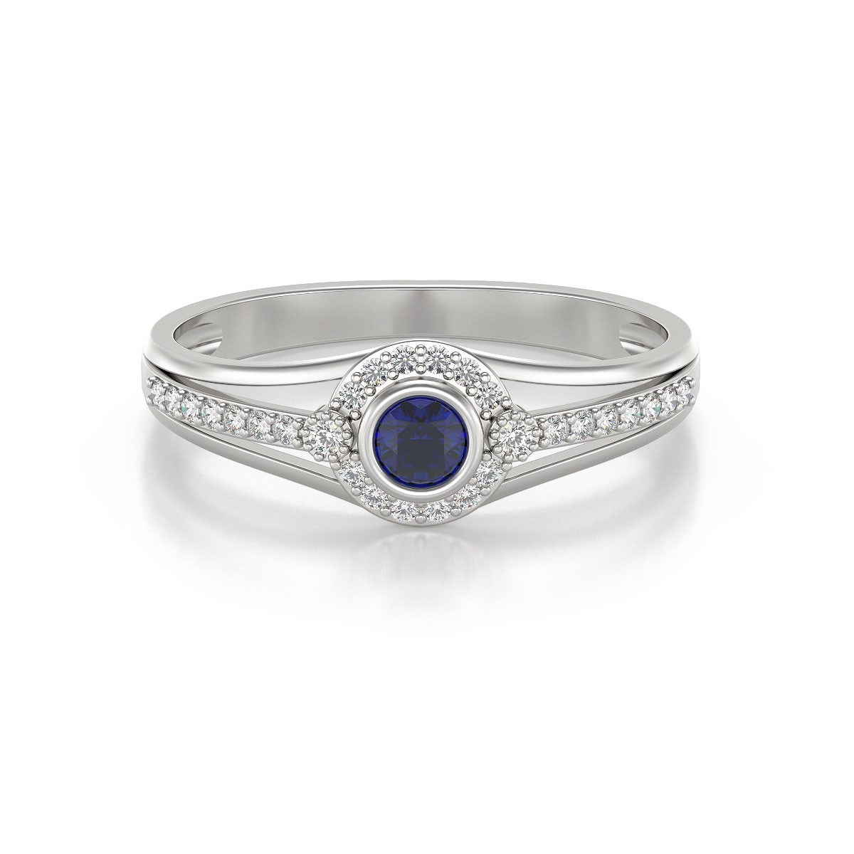 Bague ADEN Or 585 Blanc Saphir et diamants 2.118grs
