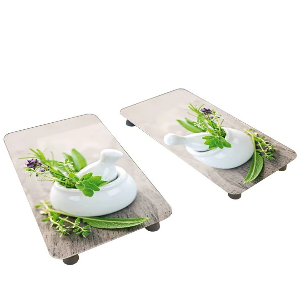 2 couvre-plaques protection motifs Jardin de fines herbes Wenko by Max