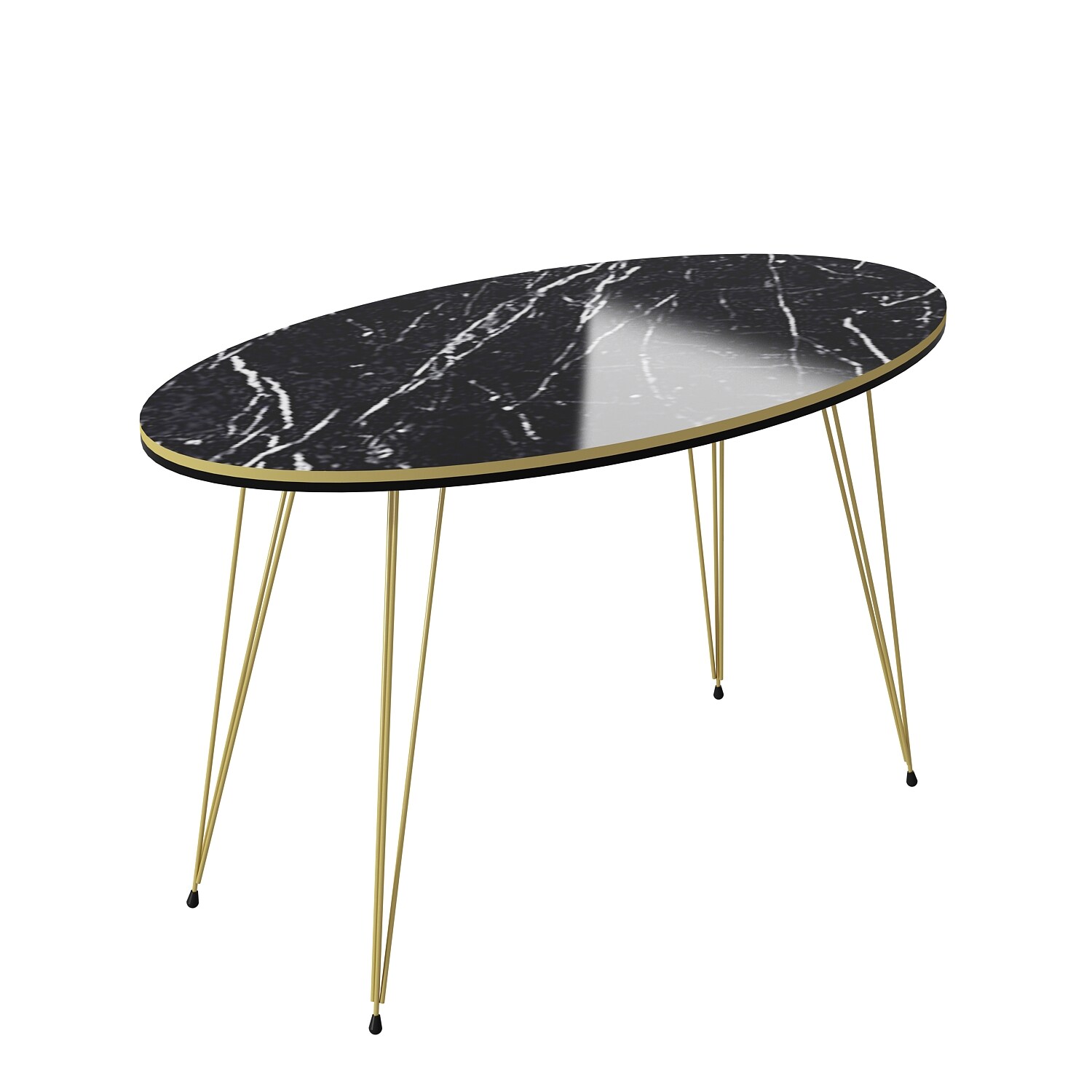 Couchtisch Marmor Optik Oval Schwarz 21597013