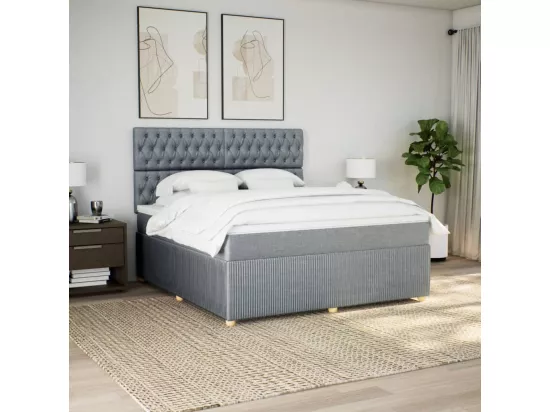 Sommier à lattes de lit avec matelas Gris clair 180x200cm Tissu