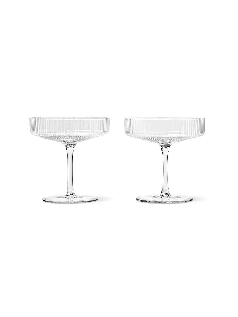 FERM LIVING Champagnerglas 2er Set RIPPLE transparent
