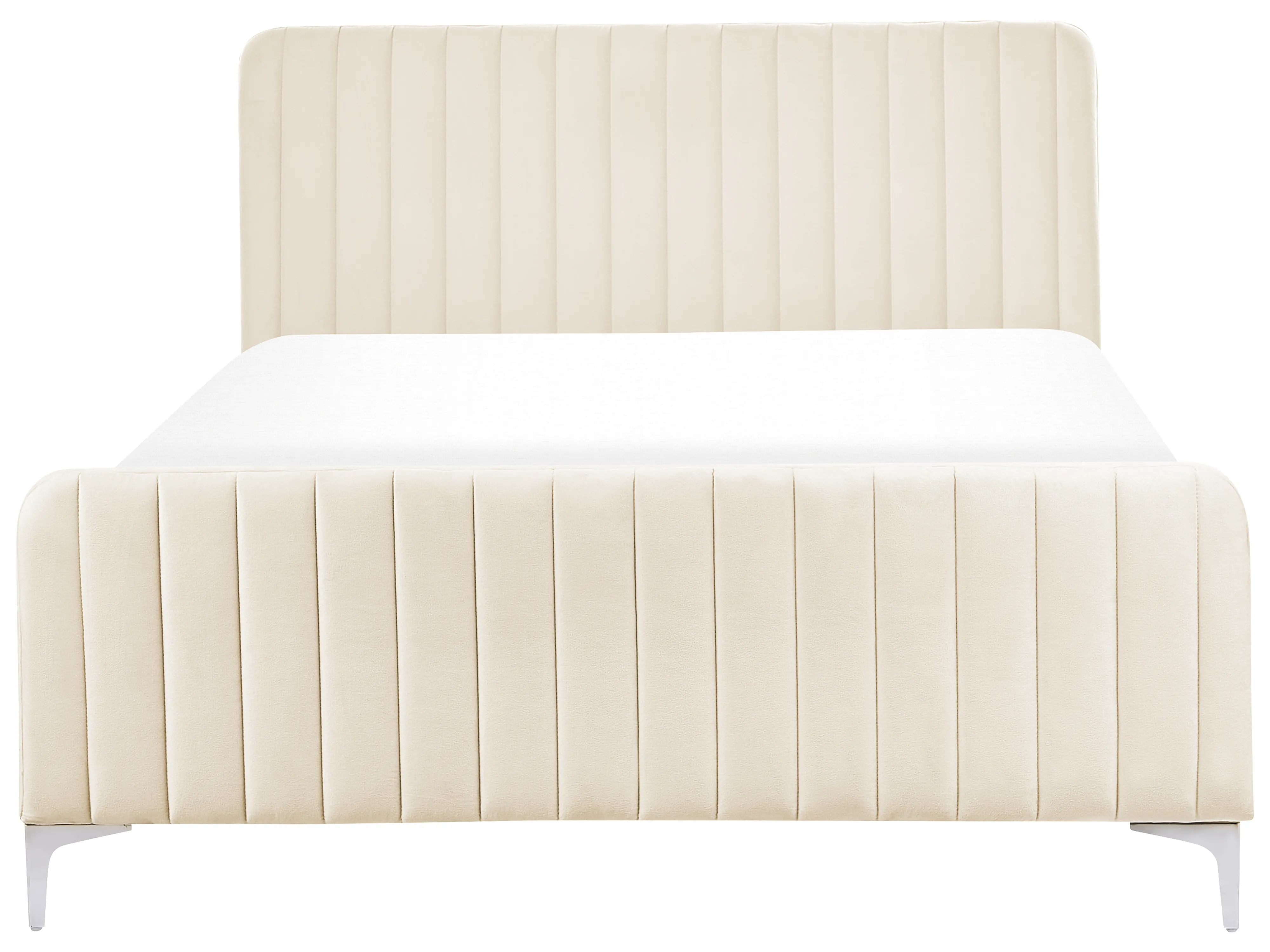 Bed Fluweel LUNAN 140 x 200 cm Lichtbeige