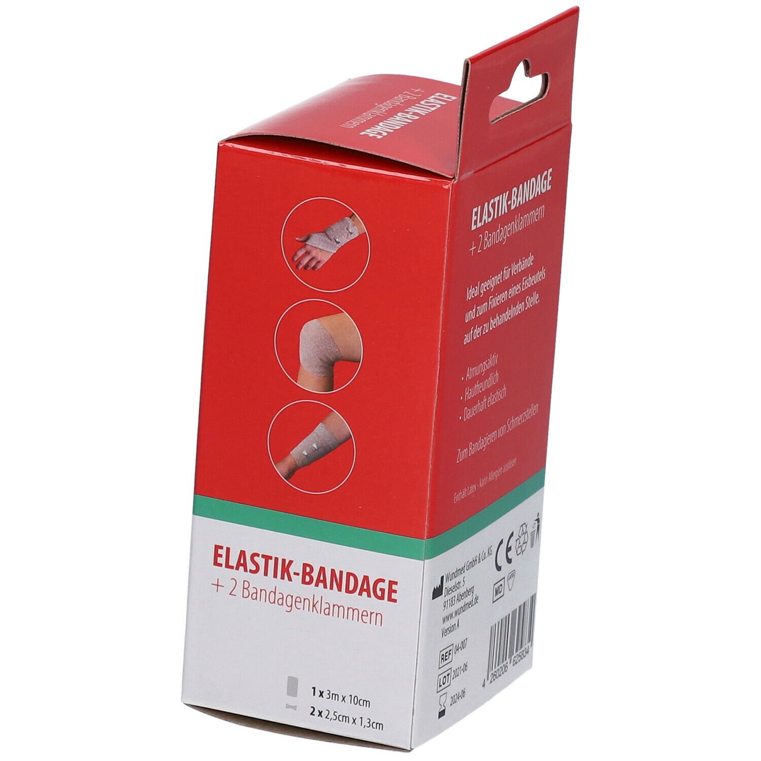 WUNDmed® Elastik-Bandage 10 cm x 3 m mit Bandageklammern