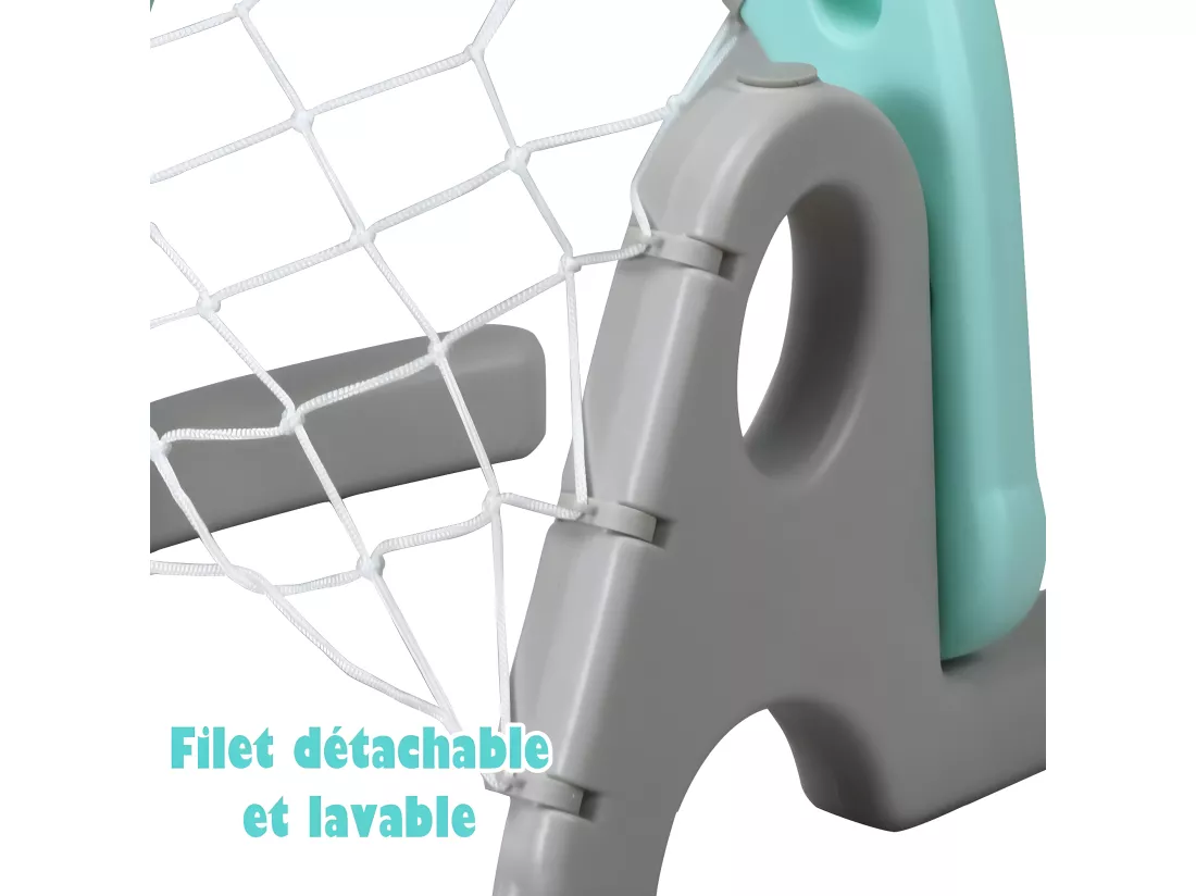 Support de Basket Multifonctionnel pour Enfant avec Panier de Basket-Ball Réglable, But de Football et Anneau à Lance, Basket-Ball et Football Inclus, Hauteur Ajustable Entre 133cm et 158cm