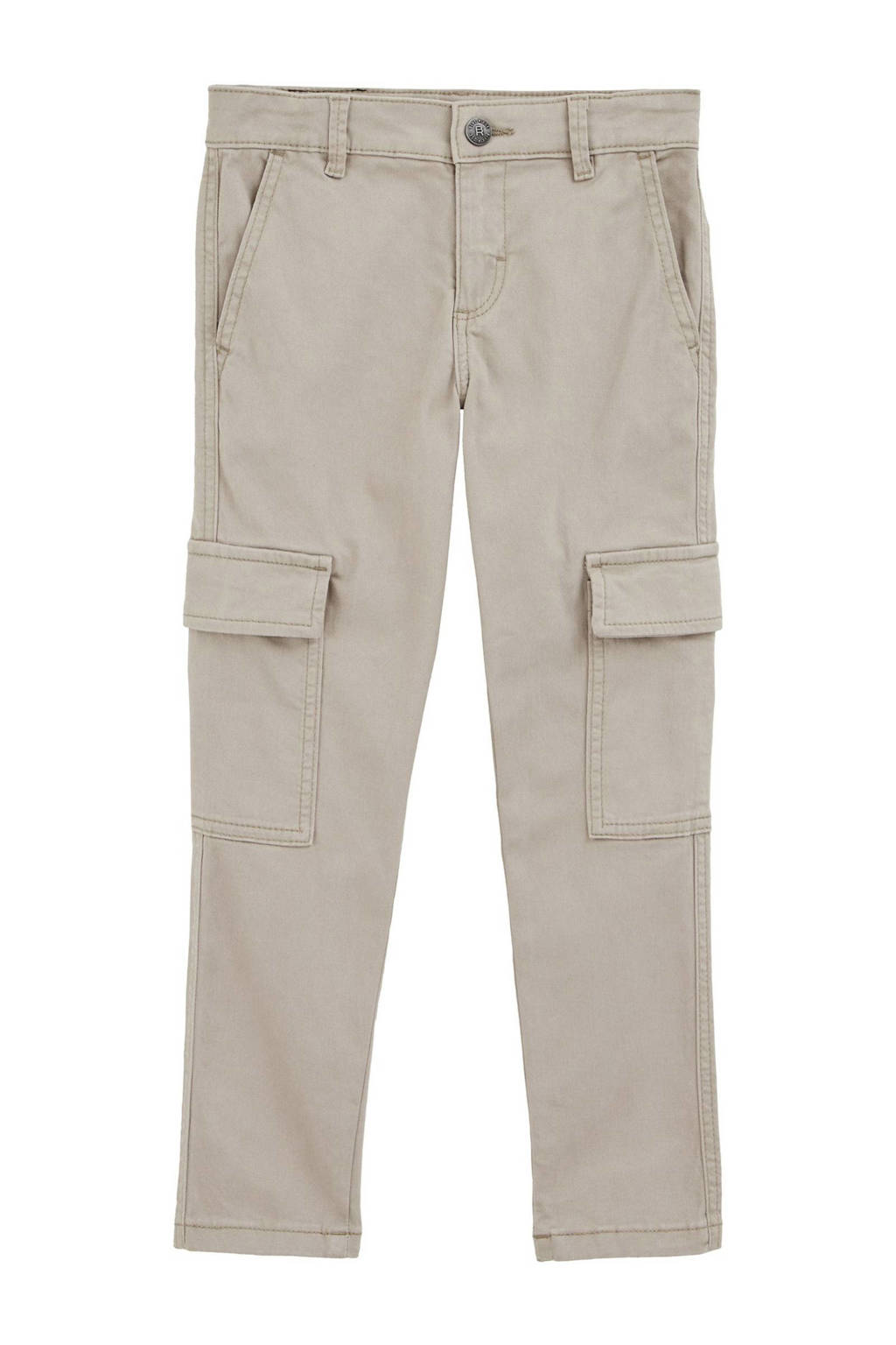WE Fashion slim cargo broek lichtgrijs