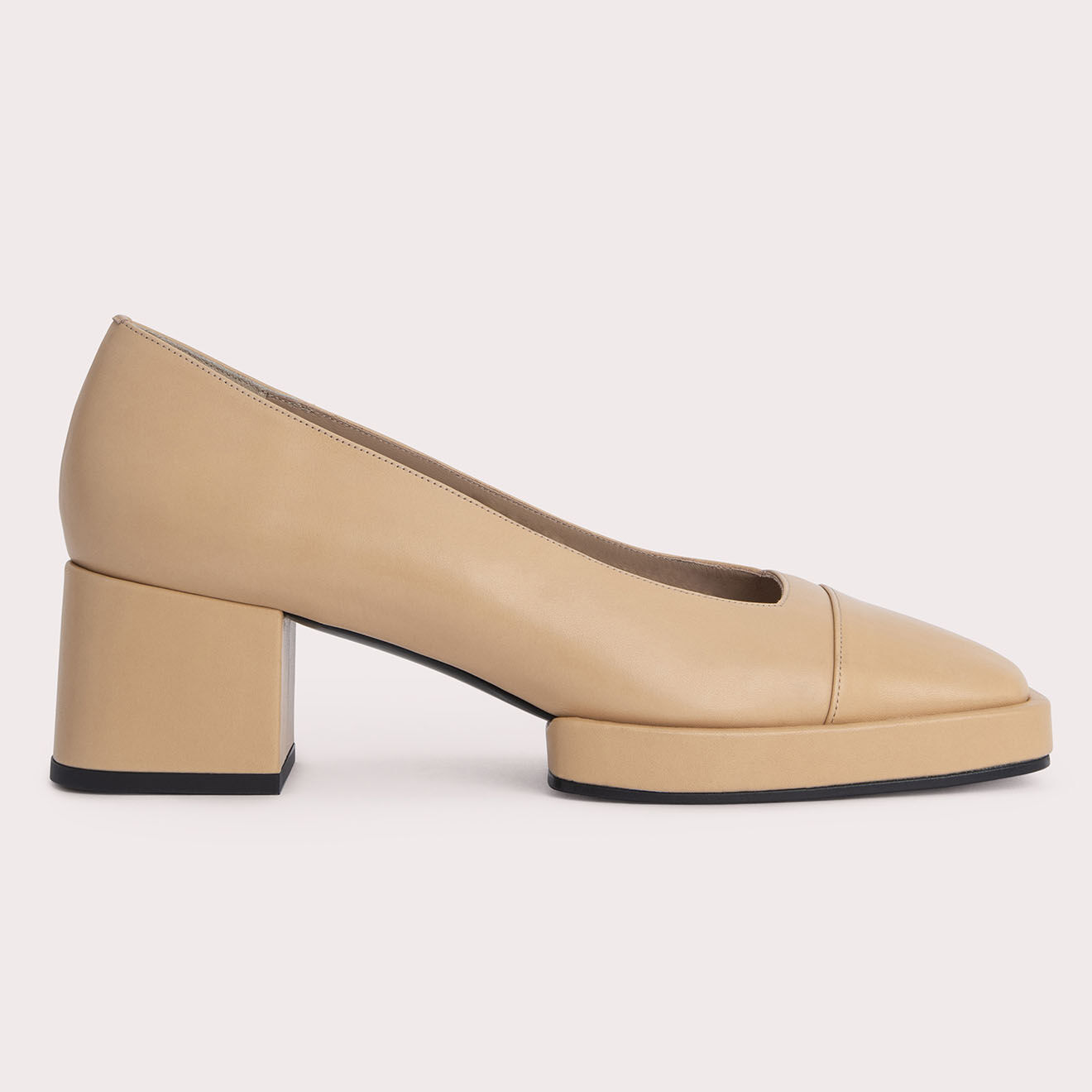 By Far Escarpins en Cuir Sava beiges - Talon 6 cm