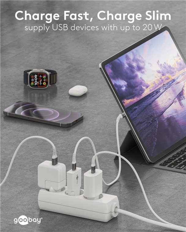 (20W) Slim USB C GaN Ladegerät Netzteil Power Delivery (75728) - Weiss