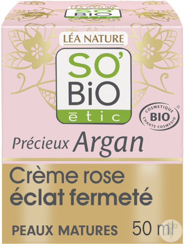 So'Bio Étic Précieux Argan Crème-Rose Éclat Fermeté Jour Peaux Matures Bio 50ml