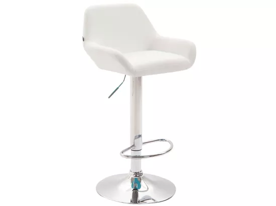 Lot de 2 Tabourets de bar - Similicuir (PVC) & Métal noir mat - Blanc - Braga
