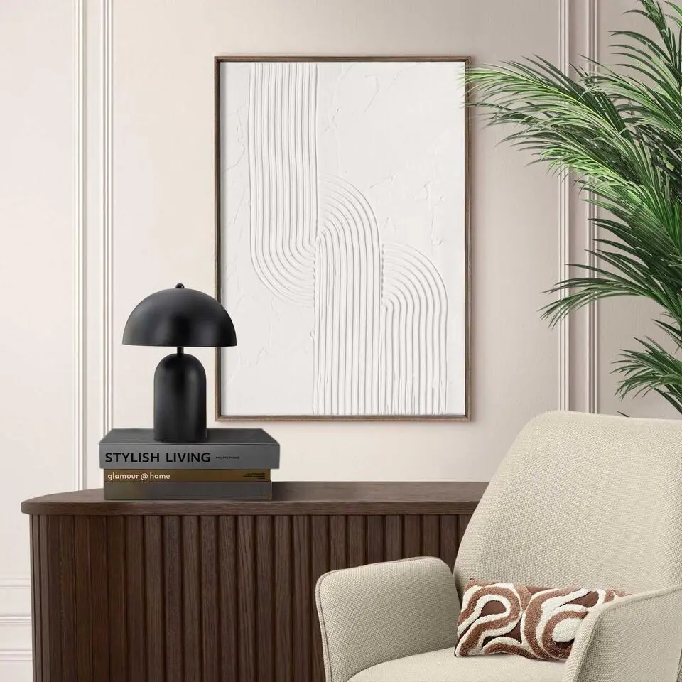 Schilderij met reliëf – walnootkleur Reliëf patroon - 70x50cm