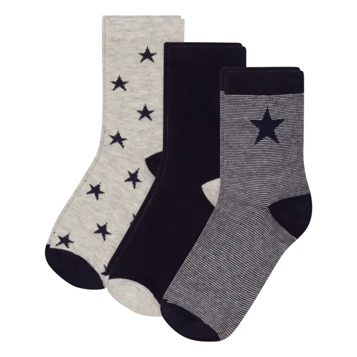 Petit Bateau Lot 3 Paires de Chaussettes Etoiles | Bleu marine