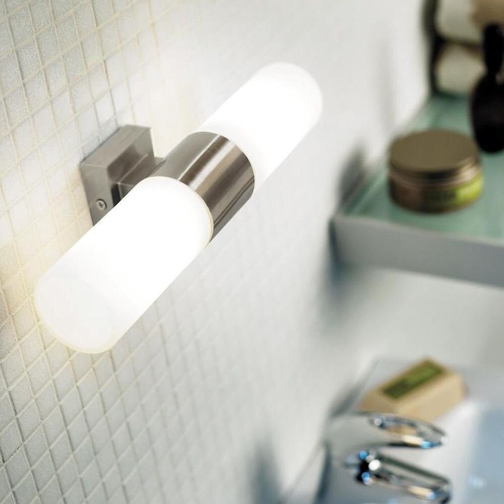 Badkamerwandlamp Tangens geborsteld staal 2xE14