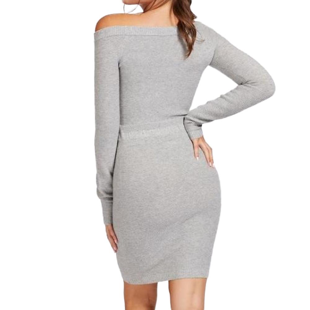 Guess Robe Pull Grise Femme Guess Off Shoulder