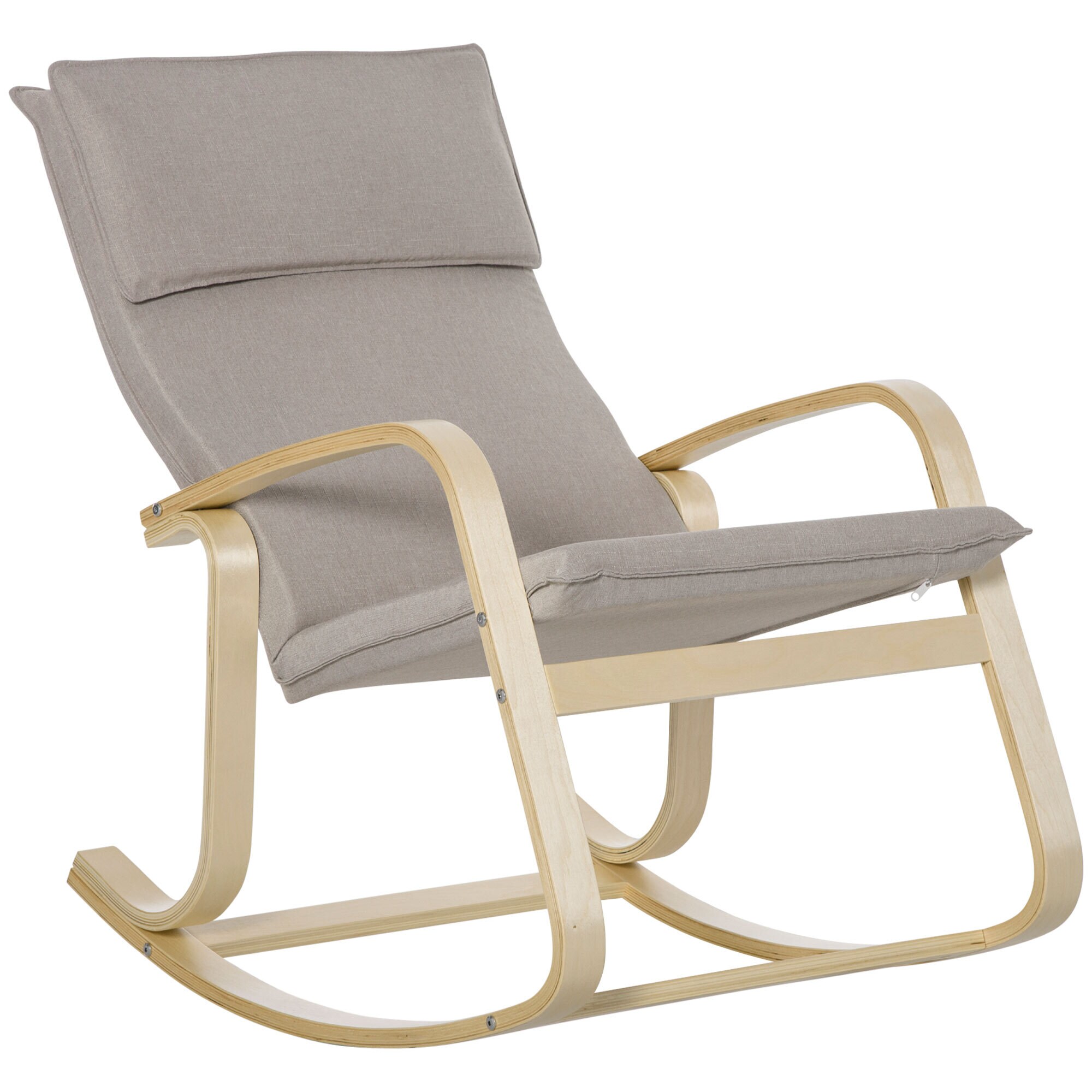 HOMCOM Schaukelstuhl mit Kopfkissen grau 67L x 95B x 95H cm
