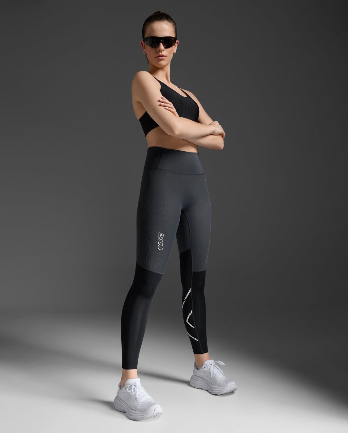 Light Speed React Hi-rise Compression Tights Dame Black/White Reflective