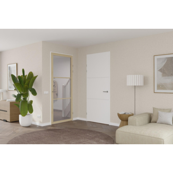 Arne & Bodil binnendeur ABE101 rook glas - licht eiken houtlook afwerking