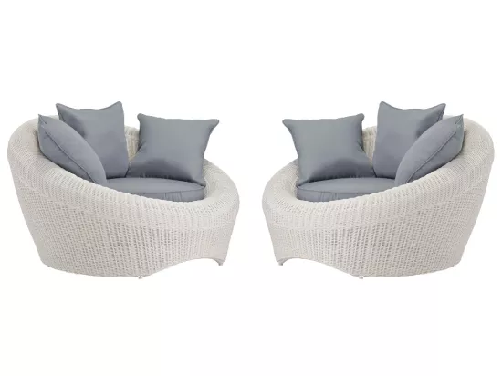 Lot de 2 fauteuils de jardin en résine tressée ivoire - WHITEHEAVEN de MYLIA