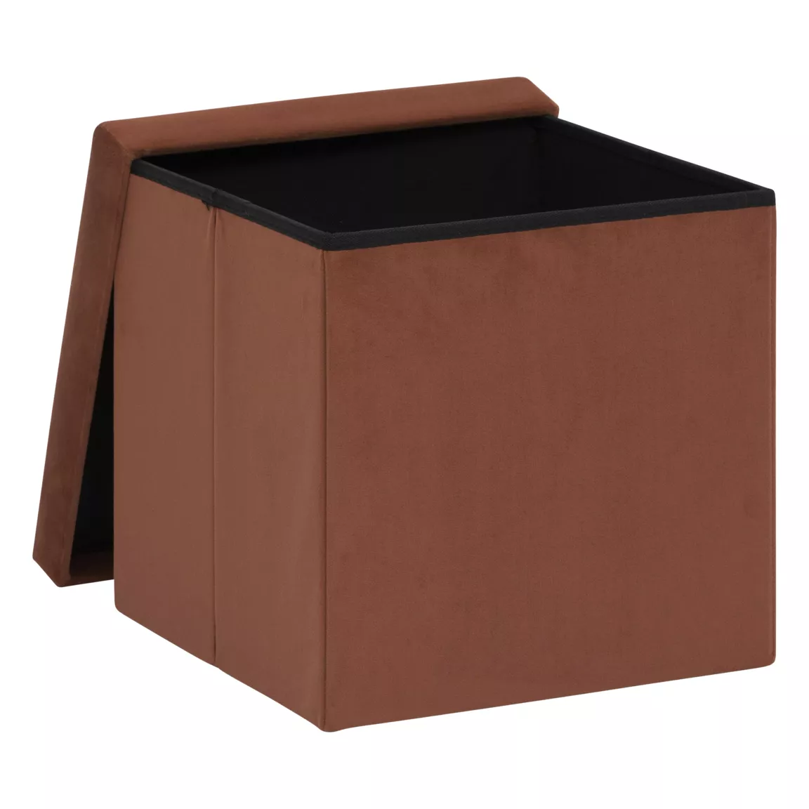 Pouf pliable simple velours ( 38 x 38 cm) Tess Ambre