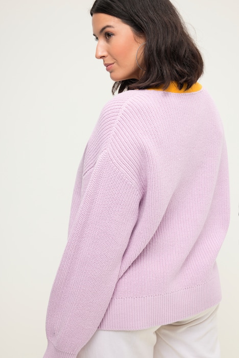 Strickjacke, oversized, Colorblende, Langarm
